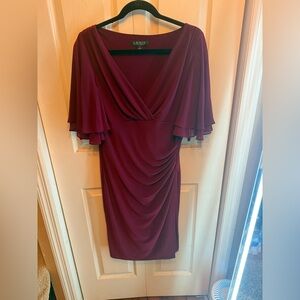 Ralph Lauren Deep Red Draped Midi Dress